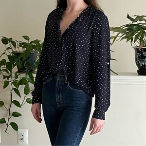 LOFT Navy Polka dot Blouse